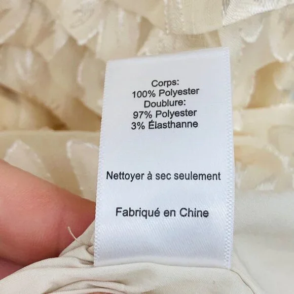 ASTR the Label Erina Ruched Short Puff Sleeve Mini Dress M Cream Lacy Bridal - Picture 7 of 8